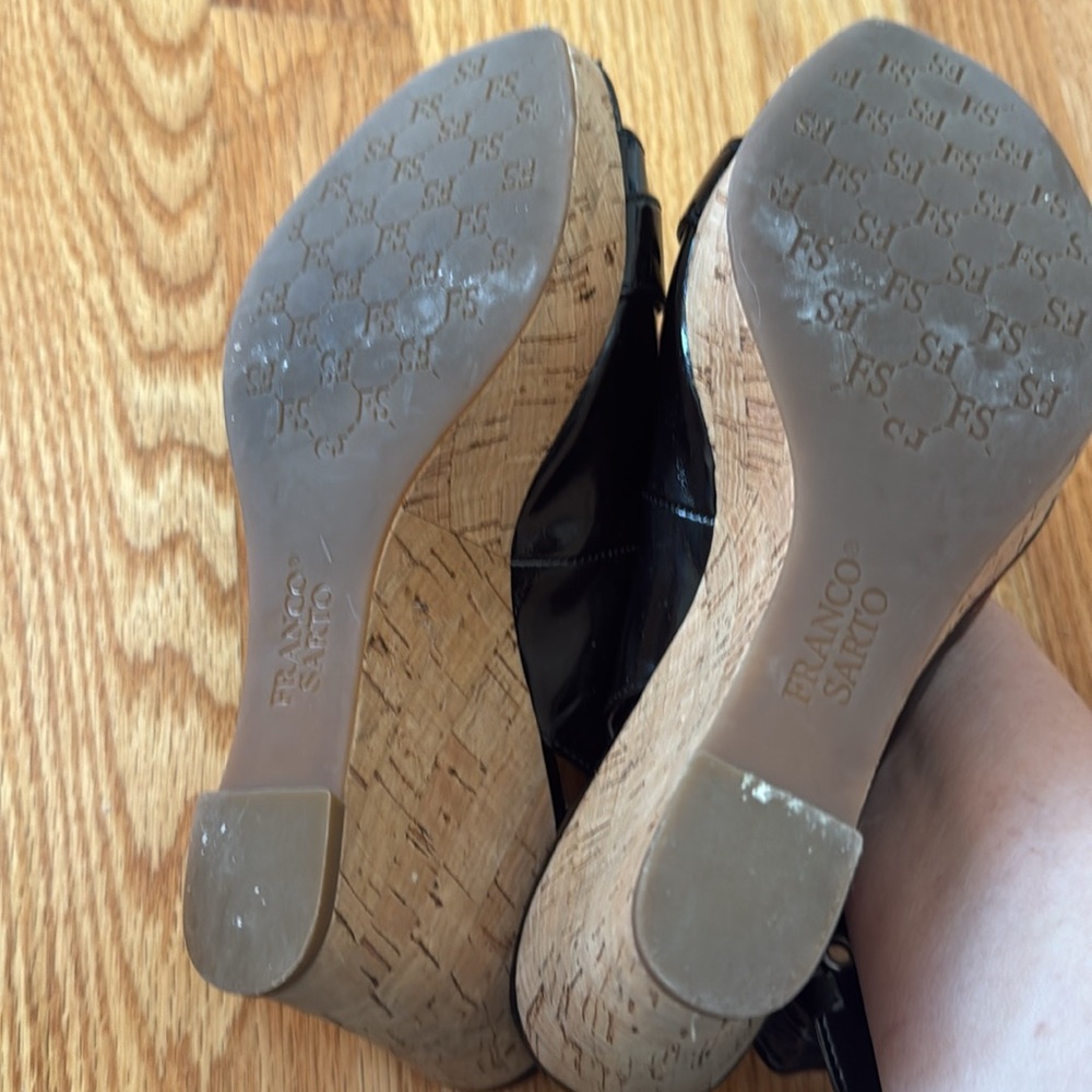 Franco Sarto Black Platform Shoes with Silver Buckle (6) - Picture 4 of 7
